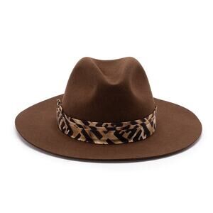 BRAND NEW FENDI WOOL BROWN FEDORA HAT AUTHENTIC!